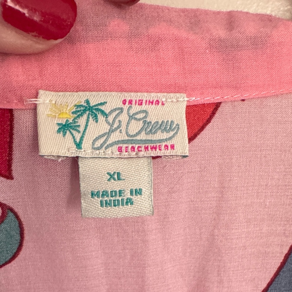 Jcrew Beachwear Floral Pink and Green V-neck Tunic Dress / Cover up - Picture 5 of 9
